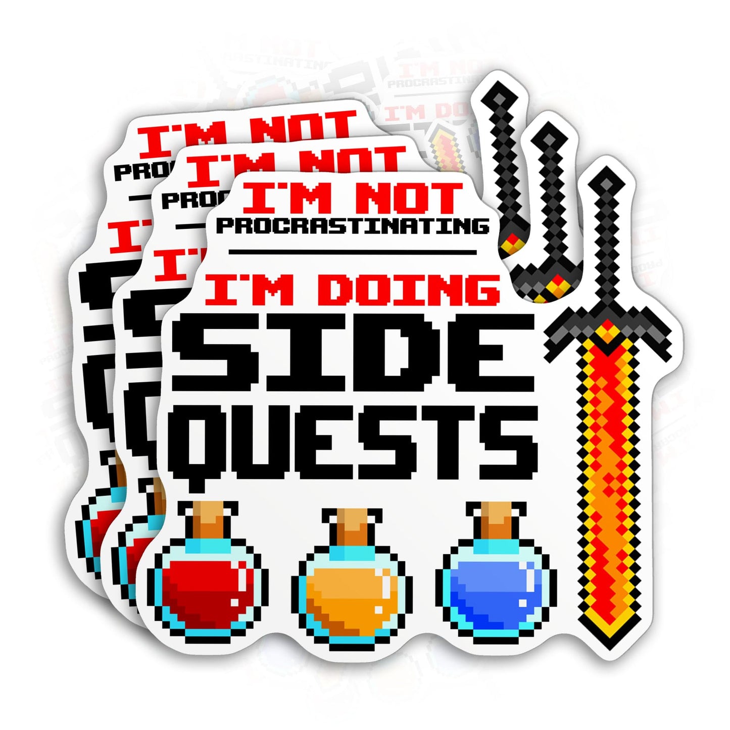 Set 3PCS - Doing Side Quests Sticker