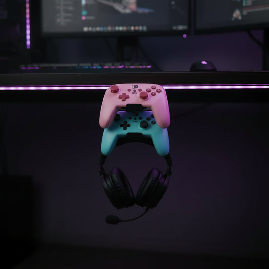 Bysimilai 3-in-1 PC Gaming Headphone & Controller Holder for Desk
