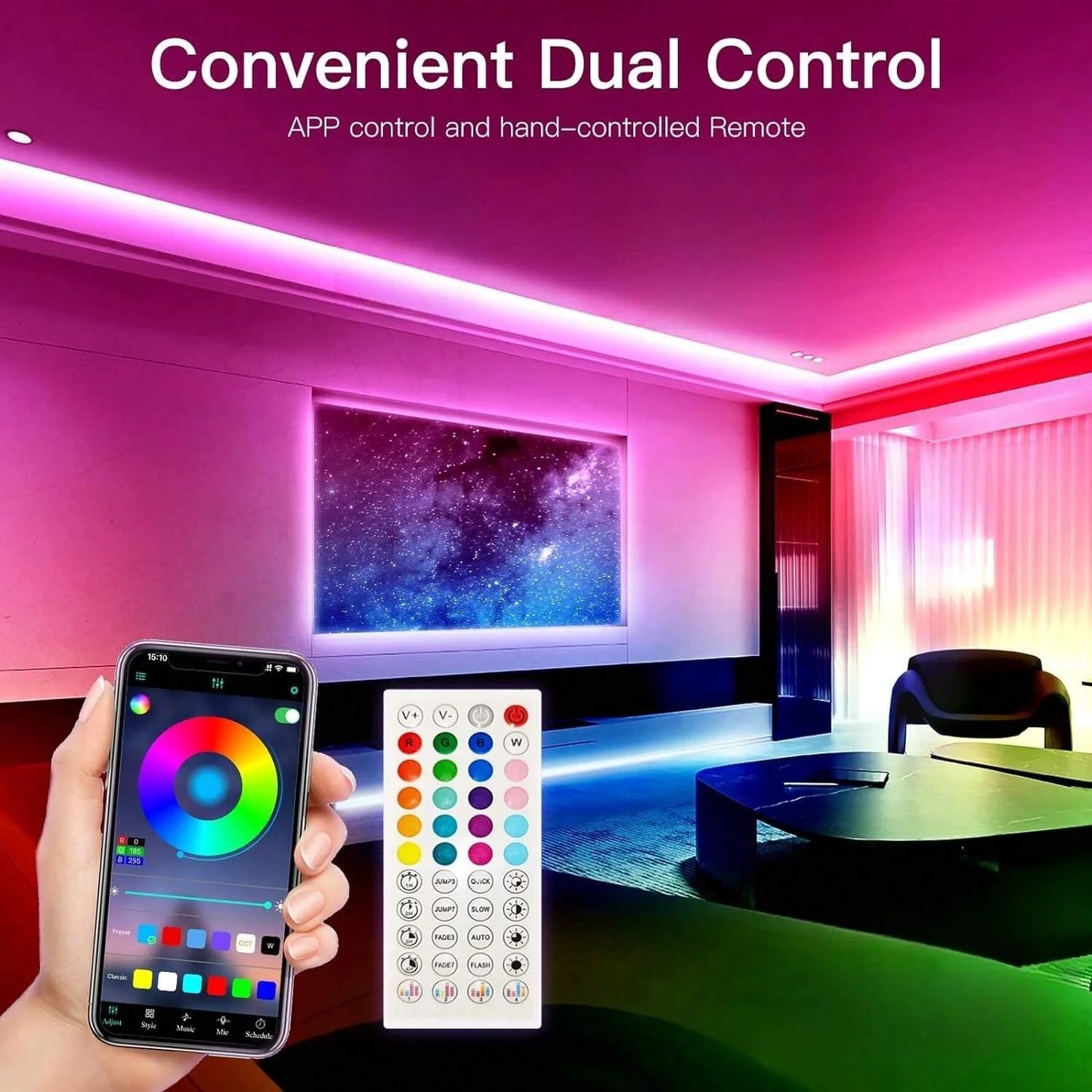Color RGB 5050 LED Strip Bluetooth Tape With Music Sync