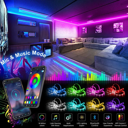 Color RGB 5050 LED Strip Bluetooth Tape With Music Sync