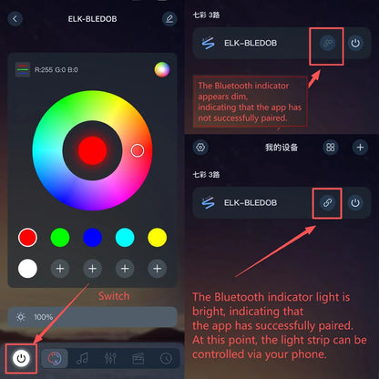 Color RGB 5050 LED Strip Bluetooth Tape With Music Sync