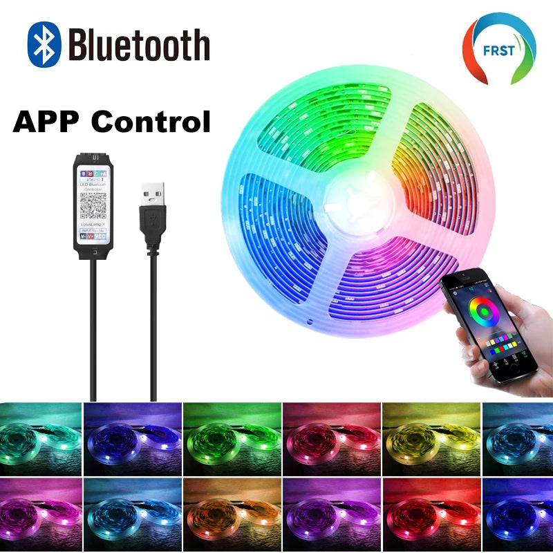Color RGB 5050 LED Strip Bluetooth Tape With Music Sync